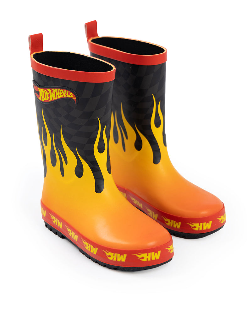 Hot Wheels Flames Boys Multicoloured Wellington Boots without Handles