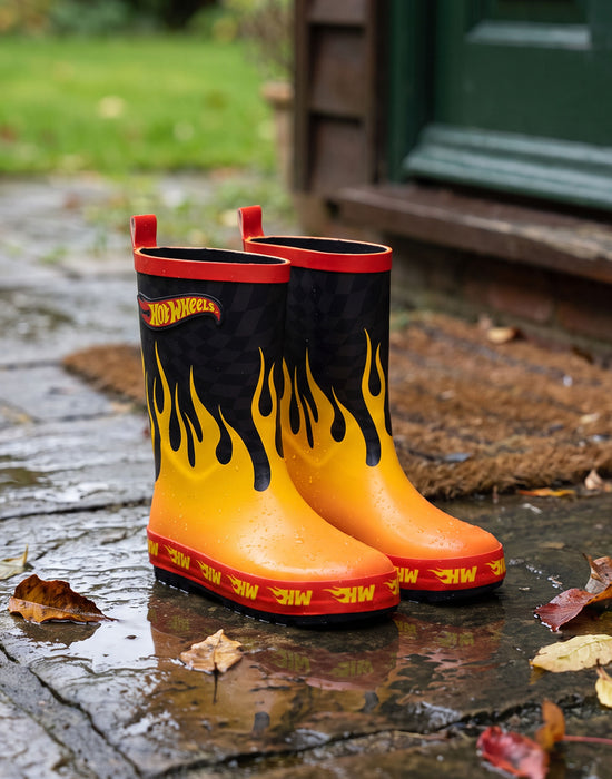 Hot Wheels Flames Boys Multicoloured Wellington Boots without Handles