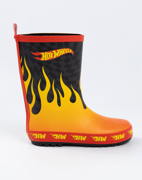 Hot Wheels Flames Boys Multicoloured Wellington Boots without Handles