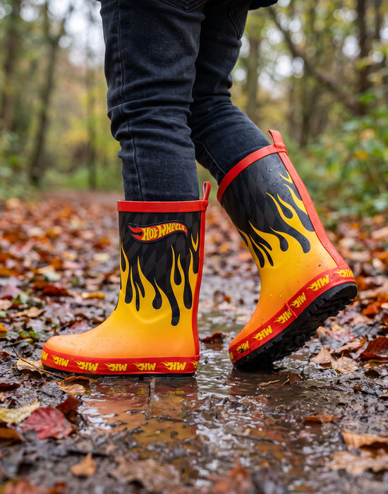 Hot Wheels Flames Boys Multicoloured Wellington Boots without Handles