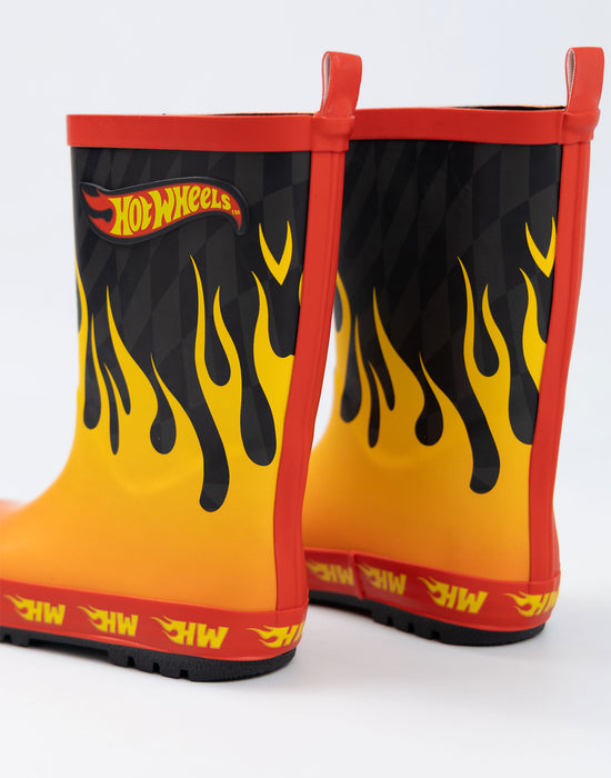 Hot Wheels Flames Boys Multicoloured Wellington Boots without Handles