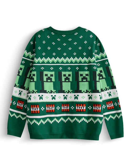 Minecraft TNT Creeper Boys green Christmas Jumper