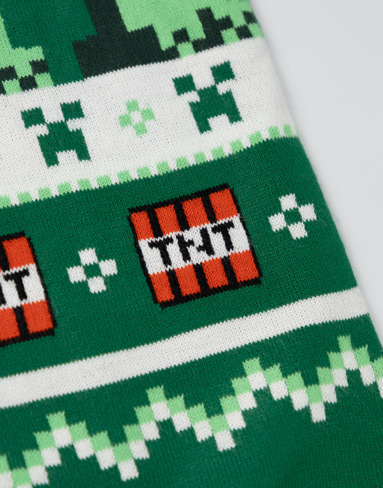 Minecraft TNT Creeper Boys green Christmas Jumper