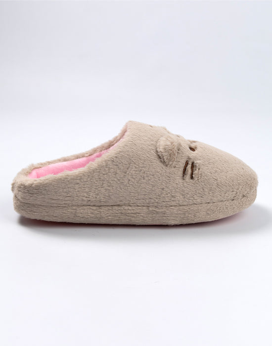 Pusheen Character Girls Beige Mule Slippers