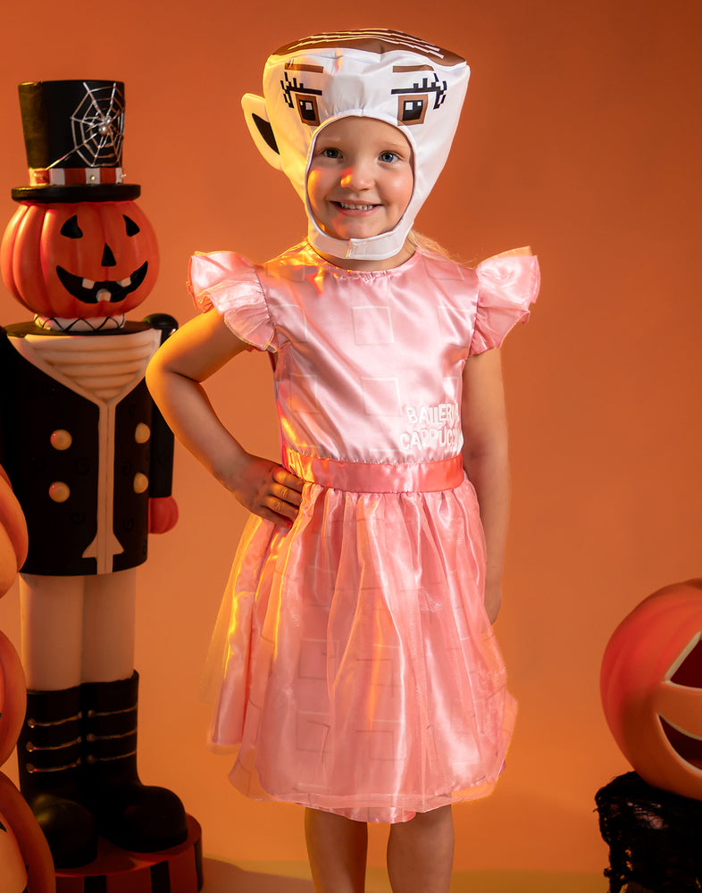 Steal a Brainrot Ballerina Cappucina Girls Pink 2 Piece Costume