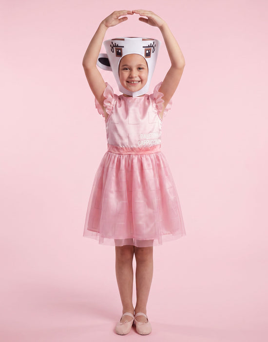 Steal a Brainrot Ballerina Cappucina Girls Pink 2 Piece Costume