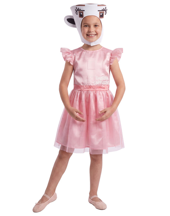 Steal a Brainrot Ballerina Cappucina Girls Pink 2 Piece Costume