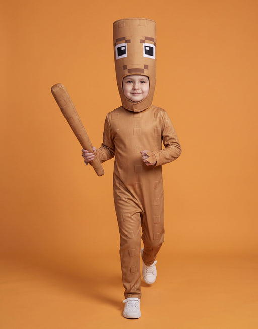 Steal a Brainrot Tung Tung Boys Brown 3 Piece Costume