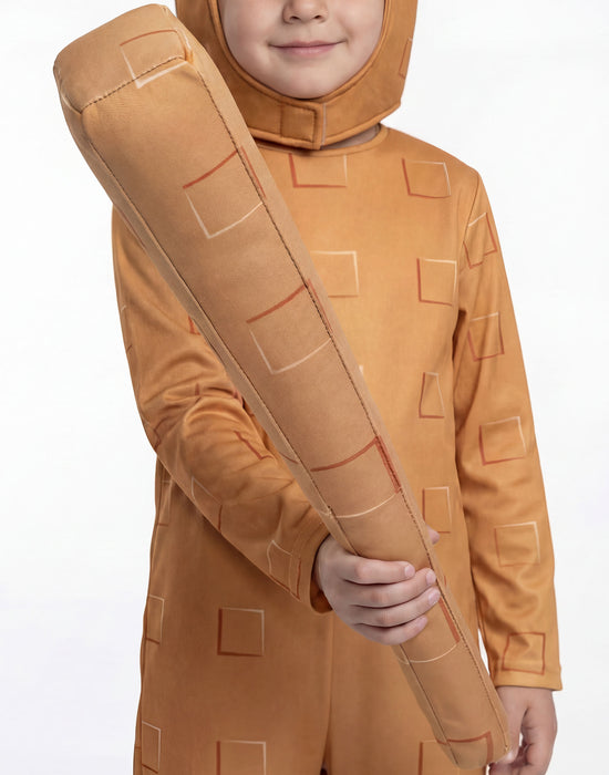 Steal a Brainrot Tung Tung Boys Brown 3 Piece Costume