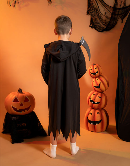 Show Me The Merch Grim Reaper Unisex Kids Black 3 Piece Costume