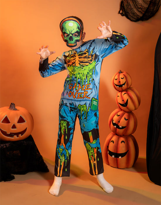 Show Me The Merch Gaming Zombie Unisex Kids Multicoloured 2 Piece Costume