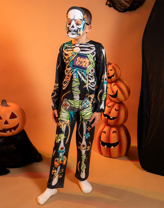 Show Me The Merch Skeleton Unisex Kids Multicoloured 2 Piece Costume
