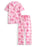 Barbie Love Hearts Button Up Girls Pink Short Sleeve Long Leg Pyjama Set