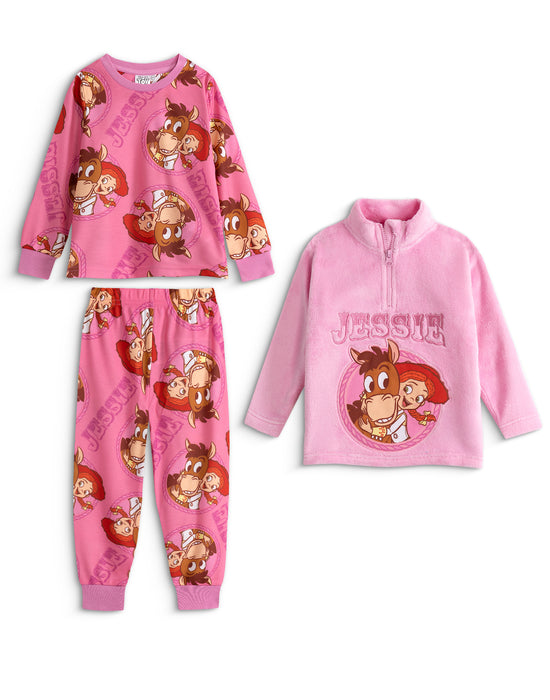 Disney Toy Story Jessie Girls Pink Multi-Pack of 3 Long Sleeve Long Leg Pyjama Set