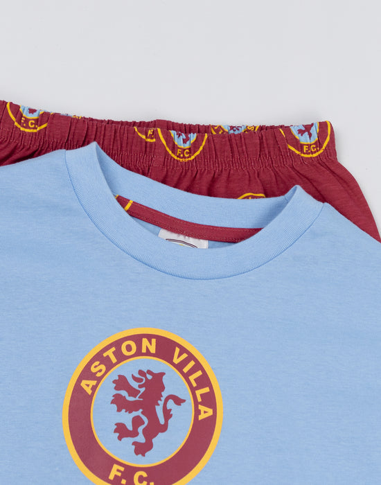 Aston Villa Logo Boys Multicoloured Short Sleeve Long Leg Pyjama Set
