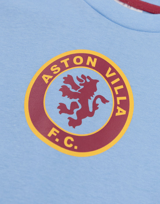 Aston Villa Logo Boys Multicoloured Short Sleeve Long Leg Pyjama Set