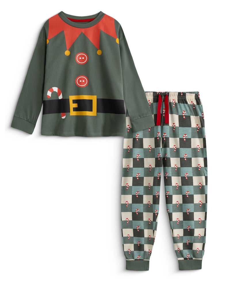 Show Me The Merch Elf Unisex Kids Multicoloured Long Sleeve Long Leg Pyjama Set