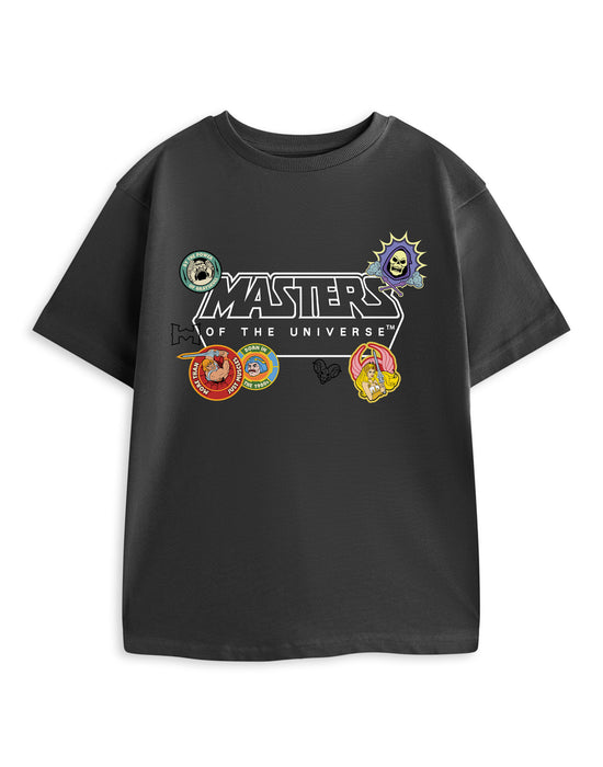 Masters of the Universe Sticker Print Unisex Kids Grey Short Sleeved T-Shirt