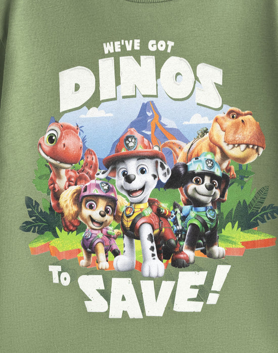 Paw Patrol Dinos To Save Unisex Kids Green Short Sleeved T-Shirt
