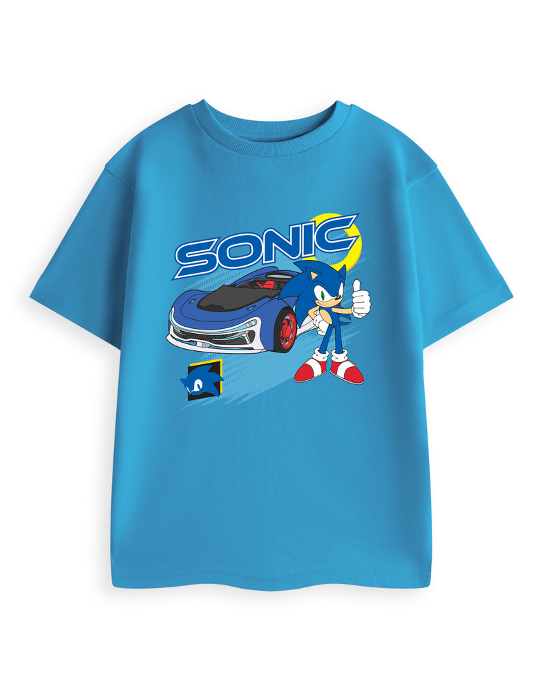 Sonic the Hedgehog Racing Boys Blue Short Sleeved T-Shirt