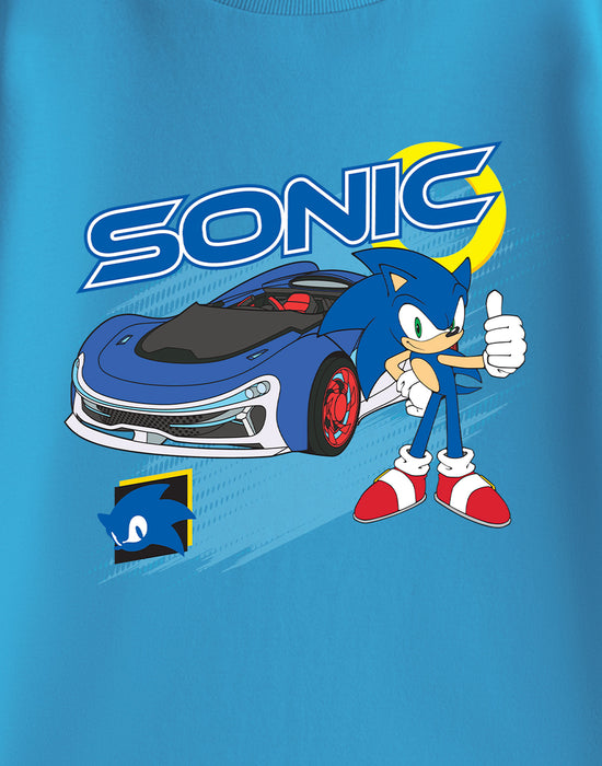 Sonic the Hedgehog Racing Boys Blue Short Sleeved T-Shirt