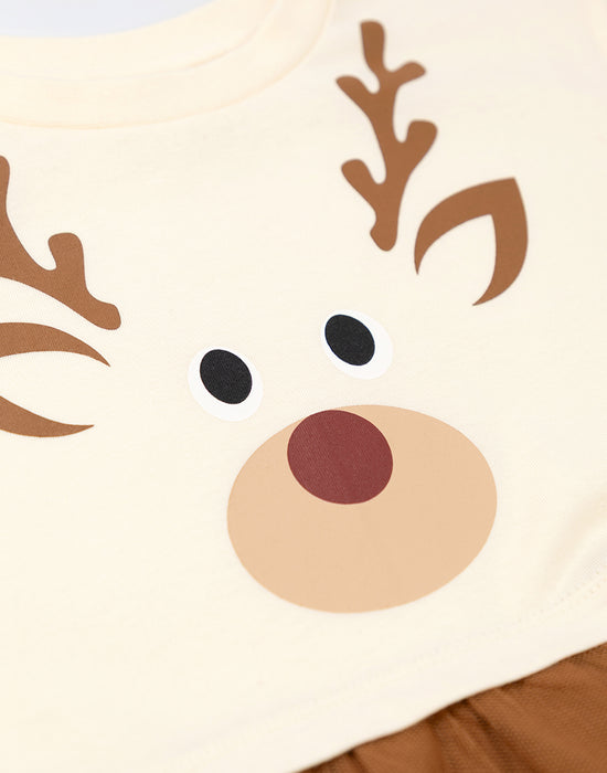 Show Me The Merch Reindeer Girls Tan 1 Piece Costume