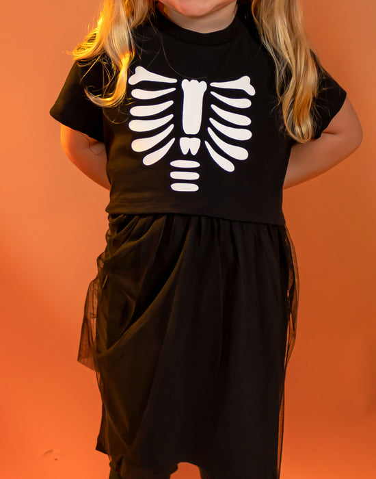 Show Me The Merch Skeleton Girls Black 1 Piece Costume