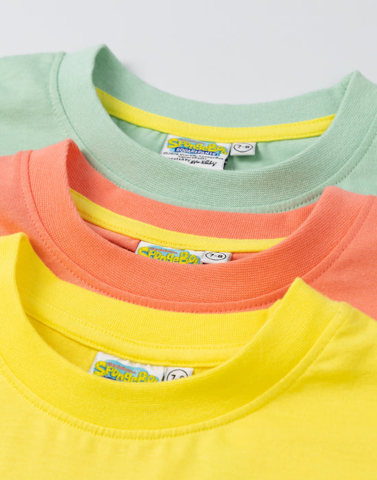 SpongeBob SquarePants Multi Character Boys Multicoloured Multi-Pack of 3 Short-Sleeved T-Shirts