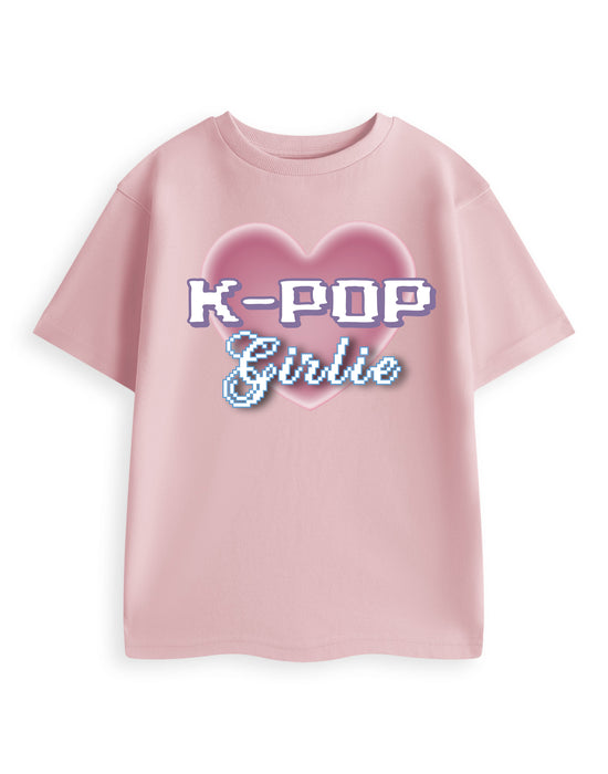 Kpop Girlie Girls Pink Short Sleeved T-Shirt