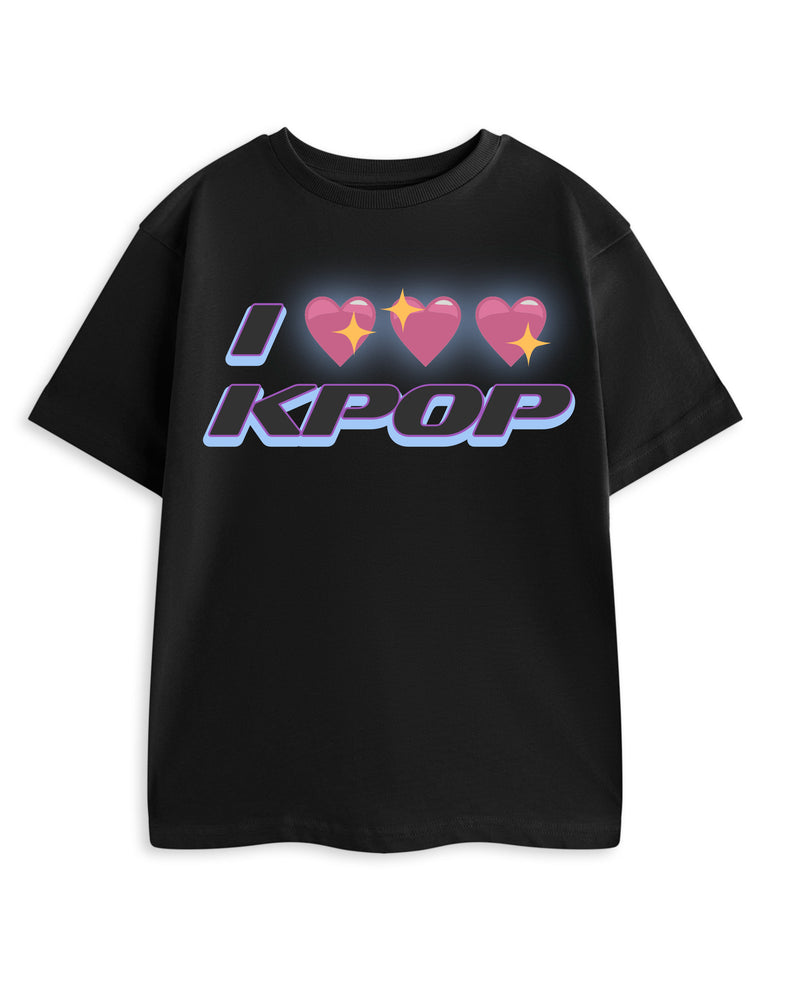 I Love Kpop Girls Black Short Sleeved T-Shirt