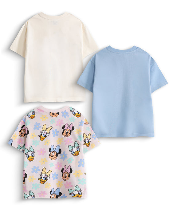 Disney Minnie Mouse Girls Multicoloured Multi-Pack of 3 Short-Sleeved T-Shirts