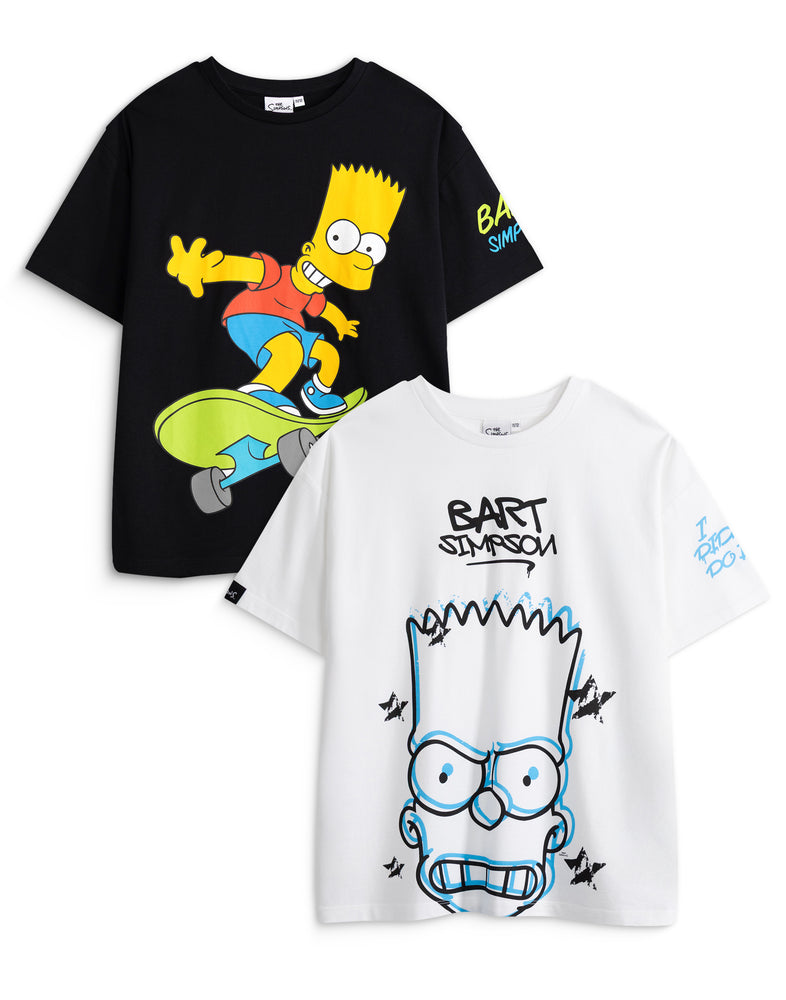 The Simpsons Bart Boys Multicoloured Multi-Pack of 2 Short-Sleeved T-Shirts