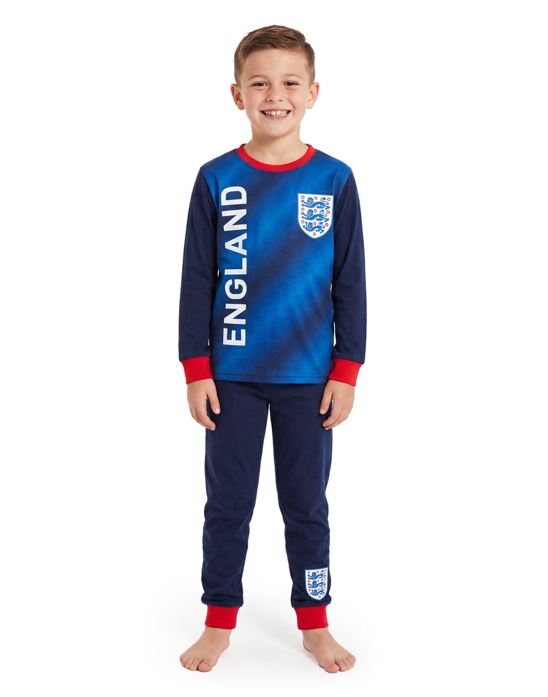 England Badge Blue Long Sleeve Long Leg Pyjama Set