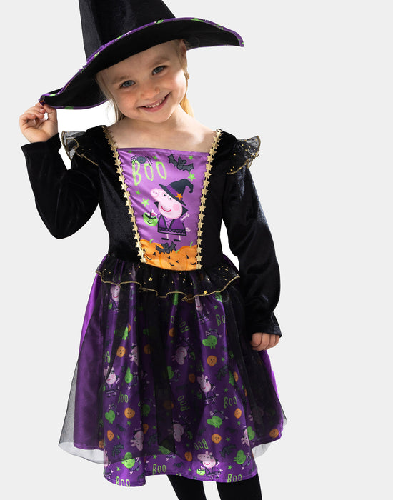 Peppa Pig Witch Girls Black 2 Piece Costume