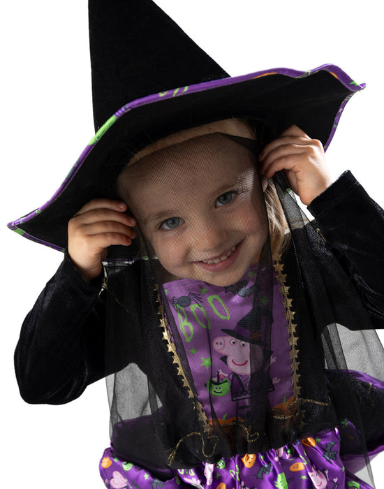 Peppa Pig Witch Girls Black 2 Piece Costume