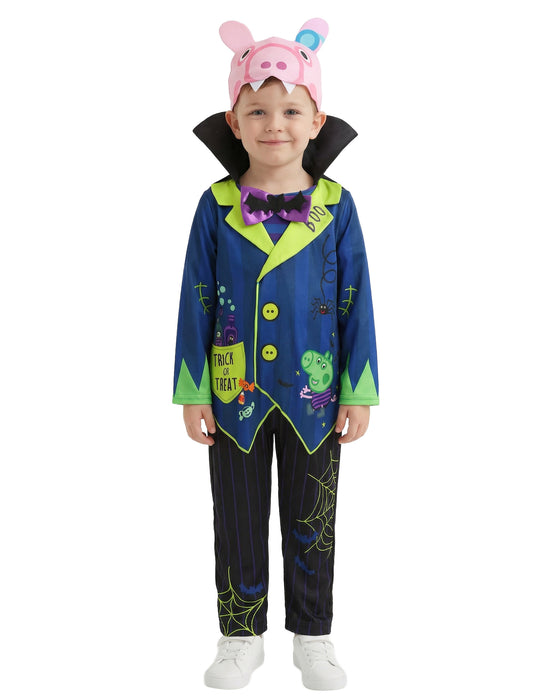 Peppa Pig Frankenstein George Boys Black 3 Piece Costume