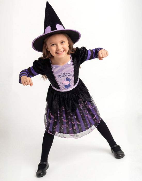 Peppa Pig Witch Girls Purple 2 Piece Costume