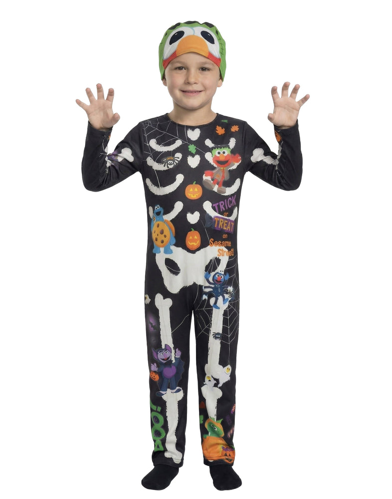Sesame Street Skeleton Unisex Kids Black 2 Piece Costume