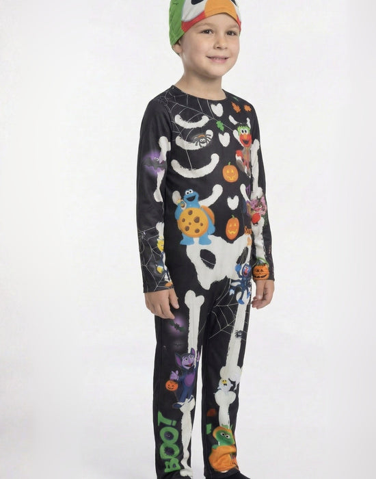 Sesame Street Skeleton Unisex Kids Black 2 Piece Costume