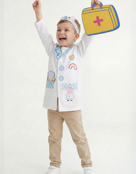 Peppa Pig Doctor Unisex Kids White 3 Piece Costume