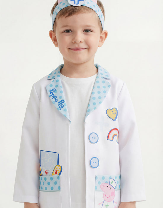 Peppa Pig Doctor Unisex Kids White 3 Piece Costume