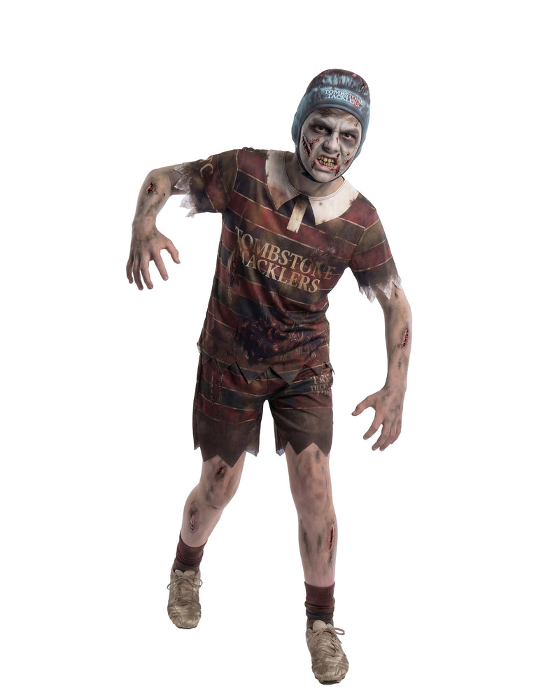 Blues Group Zombie Rugby Player Boys Brown 3 Piece Costume