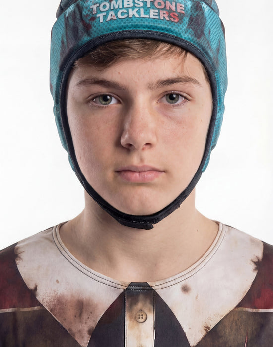 Blues Group Zombie Rugby Player Boys Brown 3 Piece Costume
