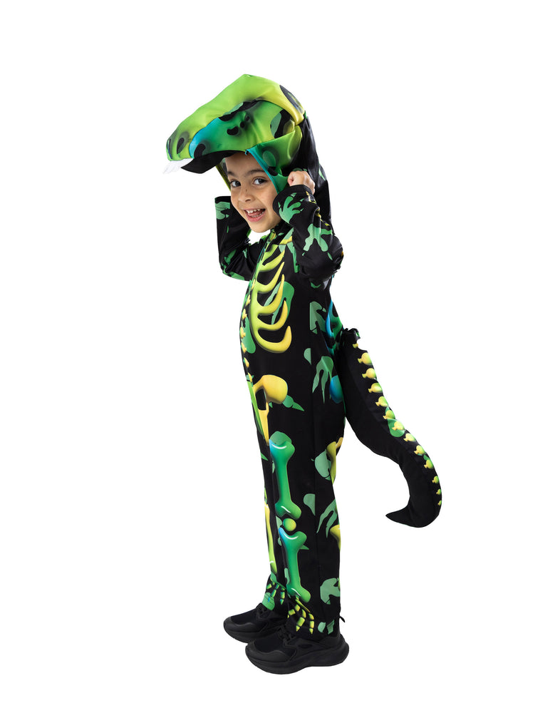 Blues Group Skeleton Dinosaur Boys Green 3 Piece Costume