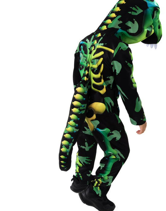 Blues Group Skeleton Dinosaur Boys Green 3 Piece Costume
