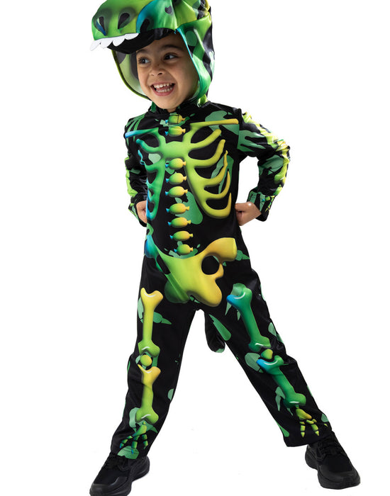 Blues Group Skeleton Dinosaur Boys Green 3 Piece Costume