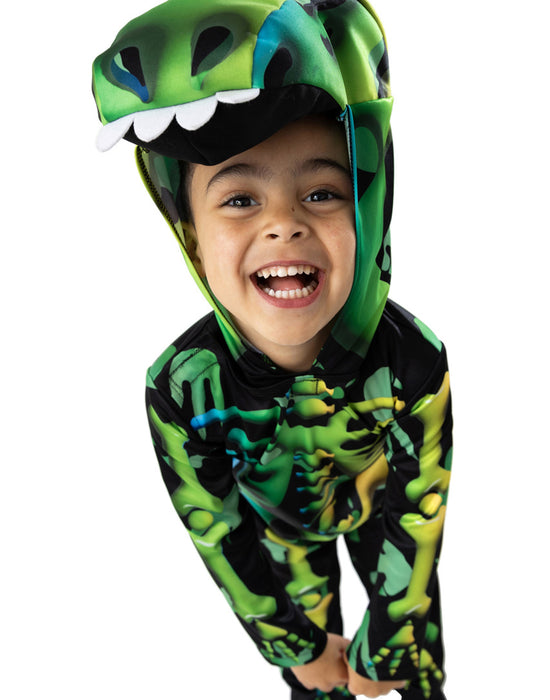 Blues Group Skeleton Dinosaur Boys Green 3 Piece Costume