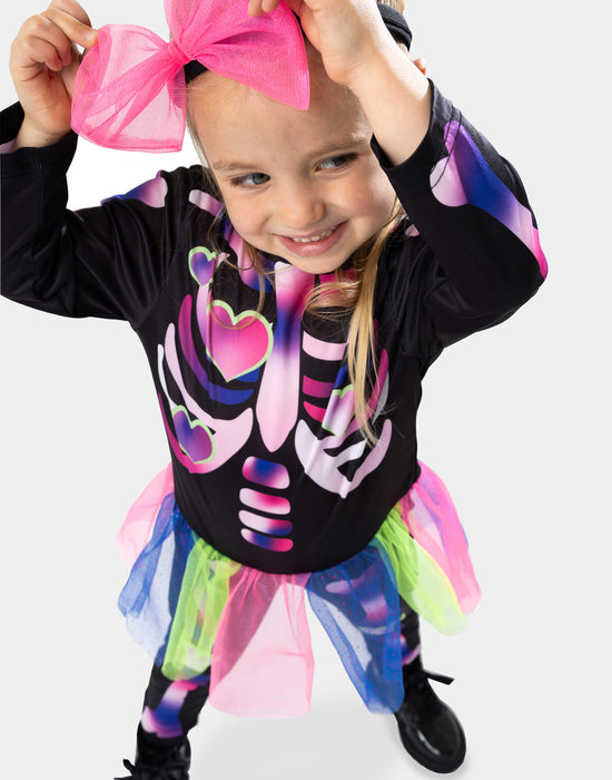 Blues Group Skeleton Girls Pink 3 Piece Costume