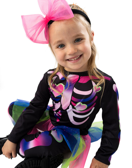 Blues Group Skeleton Girls Pink 3 Piece Costume