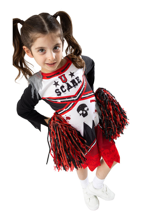 Blues Group Zombie Cheerleader Girls Red 3 Piece Costume